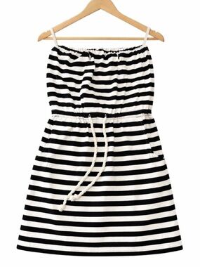 Southern breeze strapless dress medium black and white striped pockets elastic